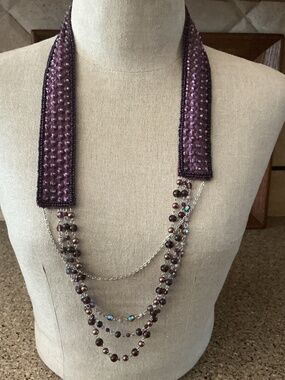Stunning beaded fabric dangle necklace